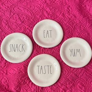 Rae Dunn White Ceramic Snack Plate Set